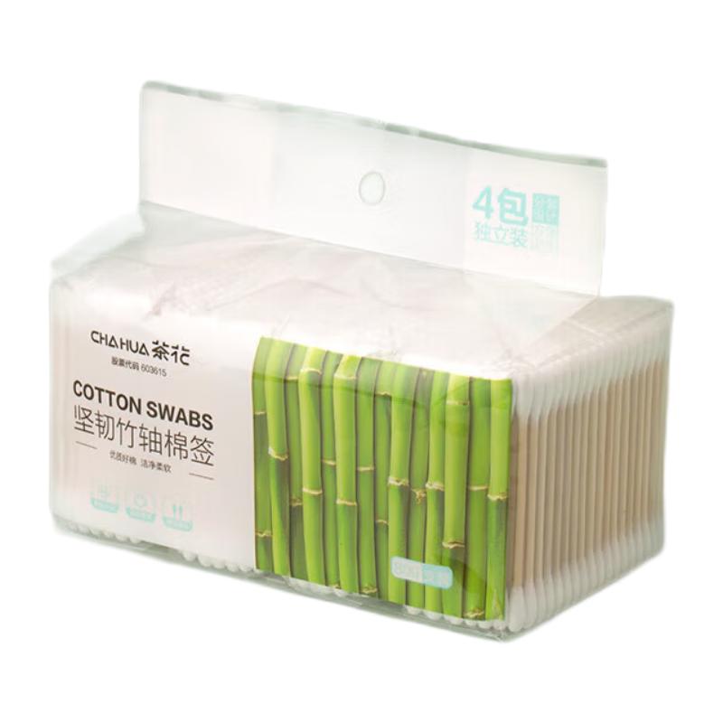 茶花 310003 坚韧竹轴棉签 圆头+圆头款 800支 12.9元