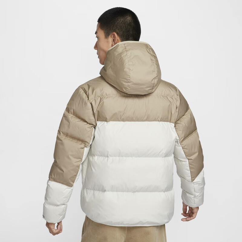 NIKE 男保暖连帽羽绒服夹克冬季防风外套NIKE STORM-FIT DV1132 247卡其/浅骨色/帆