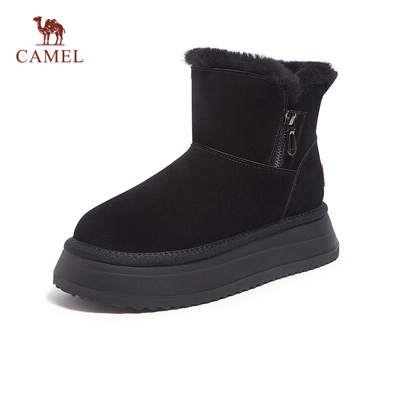 CAMEL 骆驼 女士时尚牛反绒拉链松糕厚底保暖靴 L23W592137 265元包邮（双重优惠