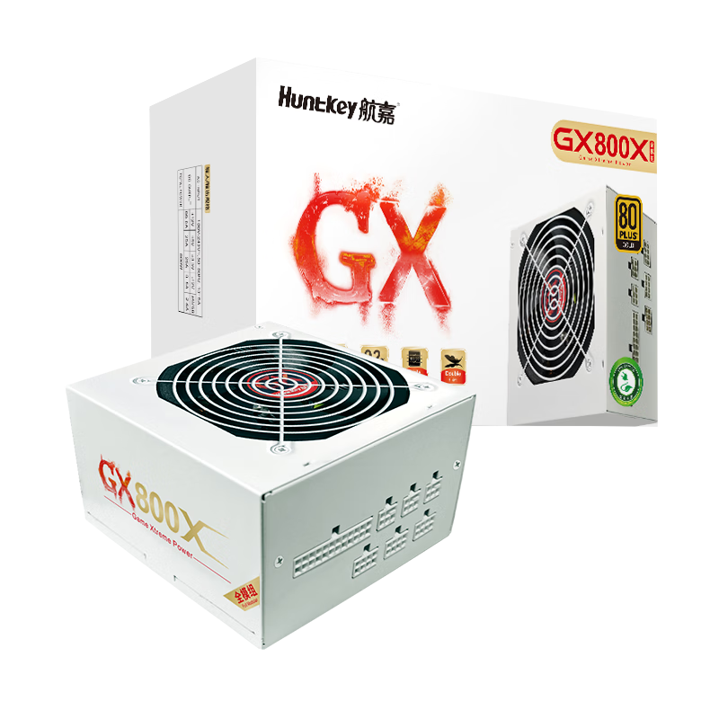 PLUS会员：航嘉（Huntkey） GX系列台式主机电源 额定800W GX800X金牌模组白色 497.