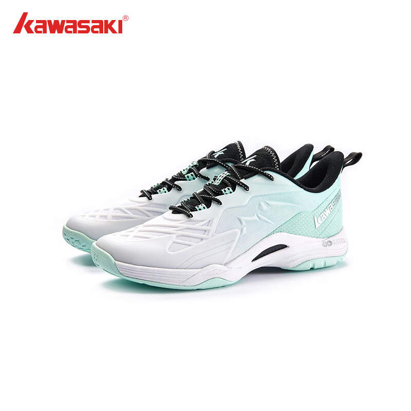 KAWASAKI 川崎 羽毛球鞋男款女士稳定耐磨减震专业运动鞋B3325 白绿 41 449元（