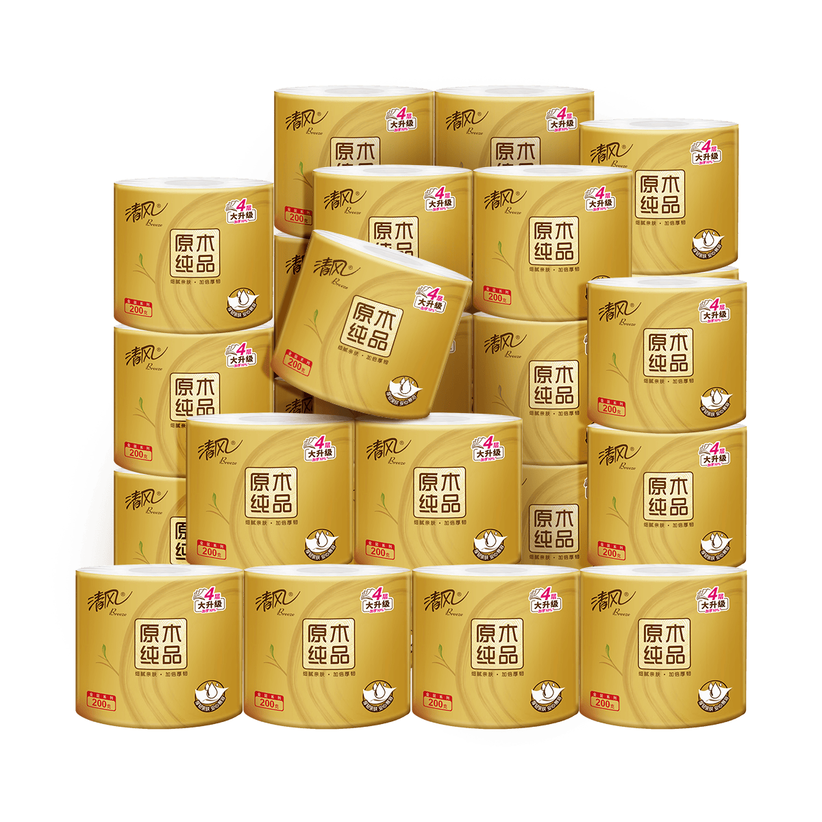 再降价Breeze 清风 原木金装 卷纸 200g 4层 27卷 38.9元/件（共116.7元）