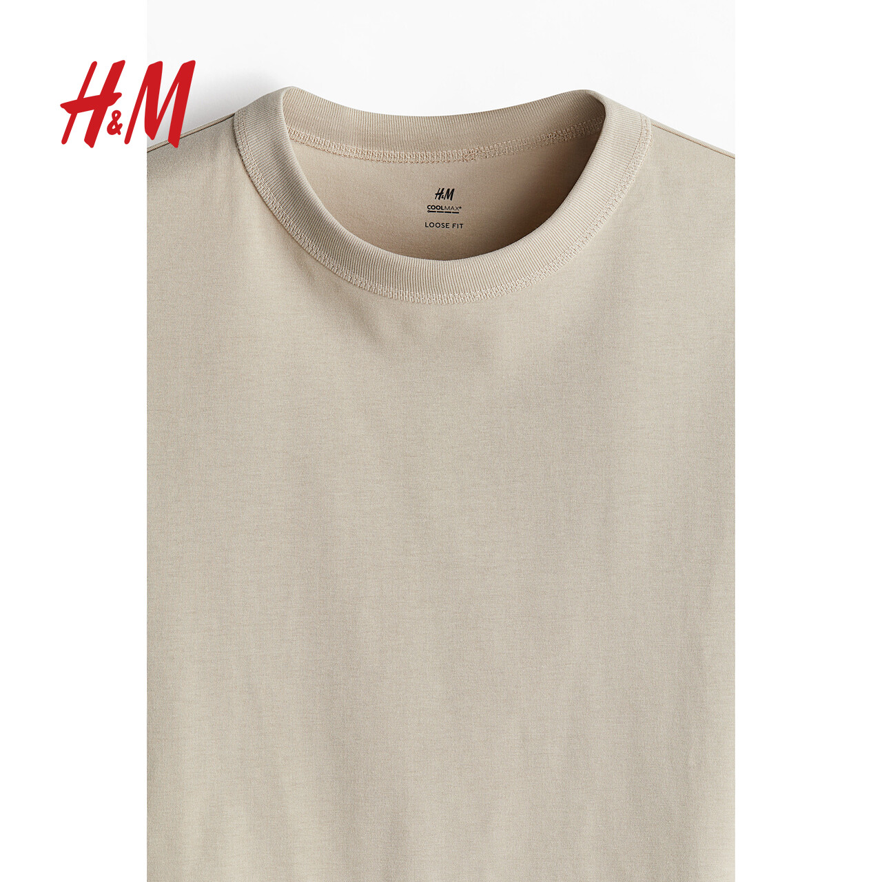 H&M HM 男装T恤2024夏季新款COOLMAX®休闲舒适凉感圆领短袖0948441 138.5元
