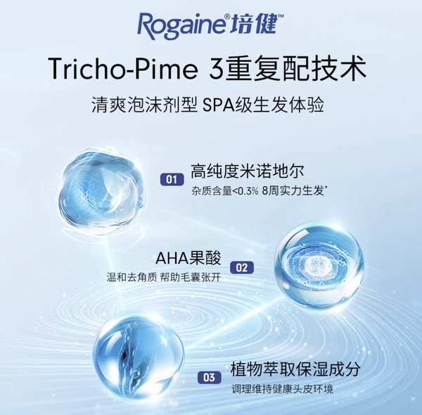 培健 Rogaine 米诺地尔生发液女性增发泡沫【体验装】女士生发泡沫60g*1瓶