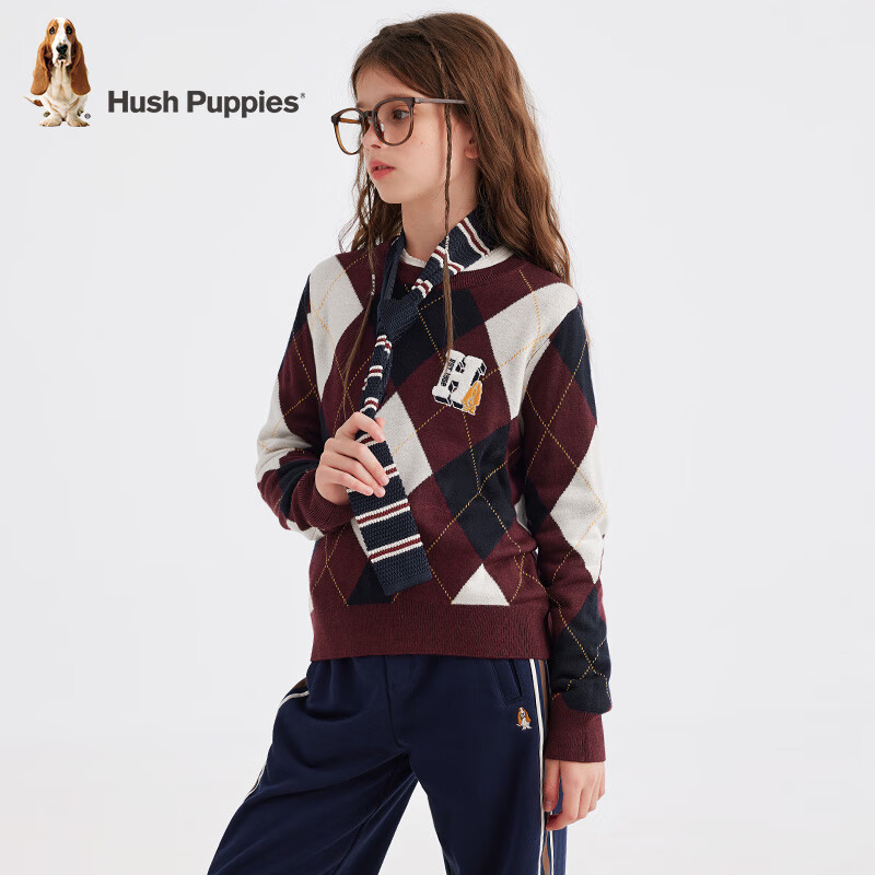 Hush Puppies 暇步士 儿童秋季保暖学院风格纹线衣 109元