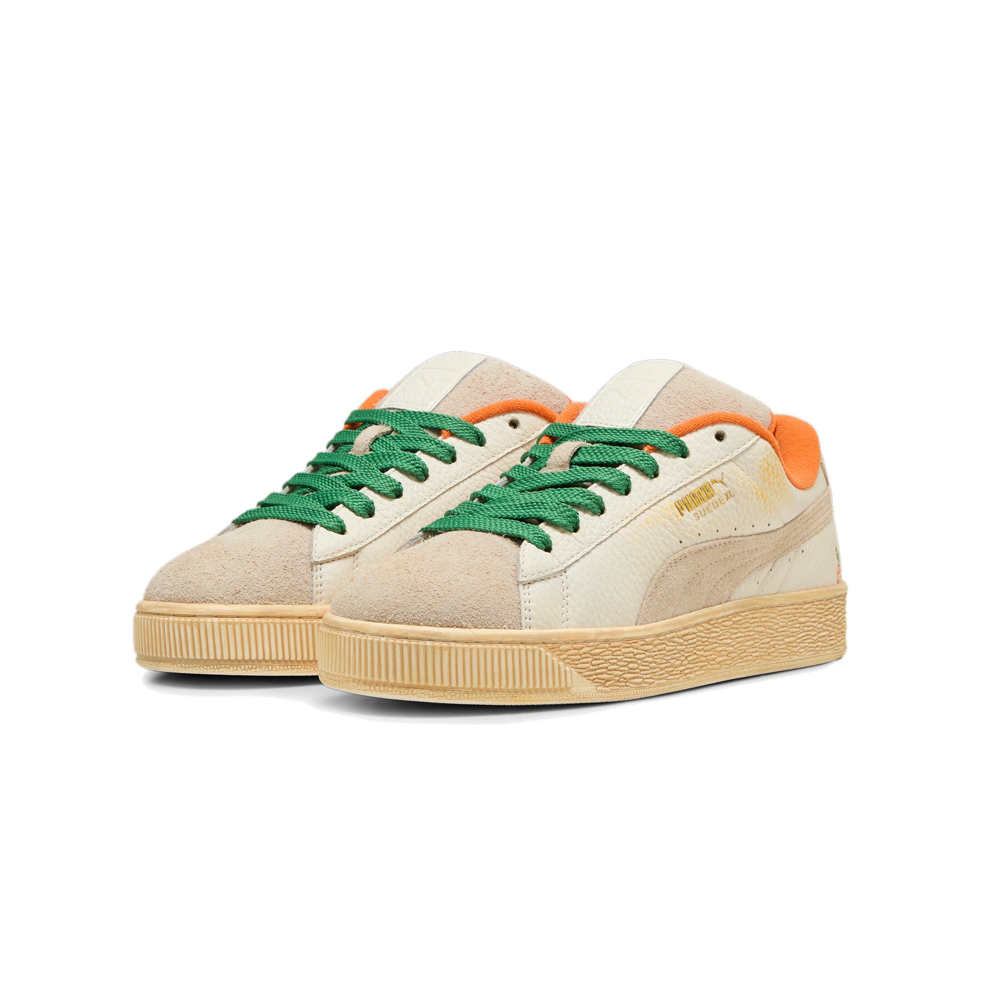 88VIP：PUMA 彪马 SUEDE XL 2 胡萝卜烫金 中性运动板鞋 398801-01 白色/橘色 42 802.85