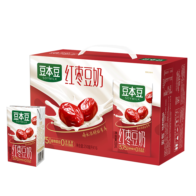 概率券、plus会员：豆本豆 唯甄红枣豆奶 250ml*16盒*3件 49.77元（合16.59元/件，