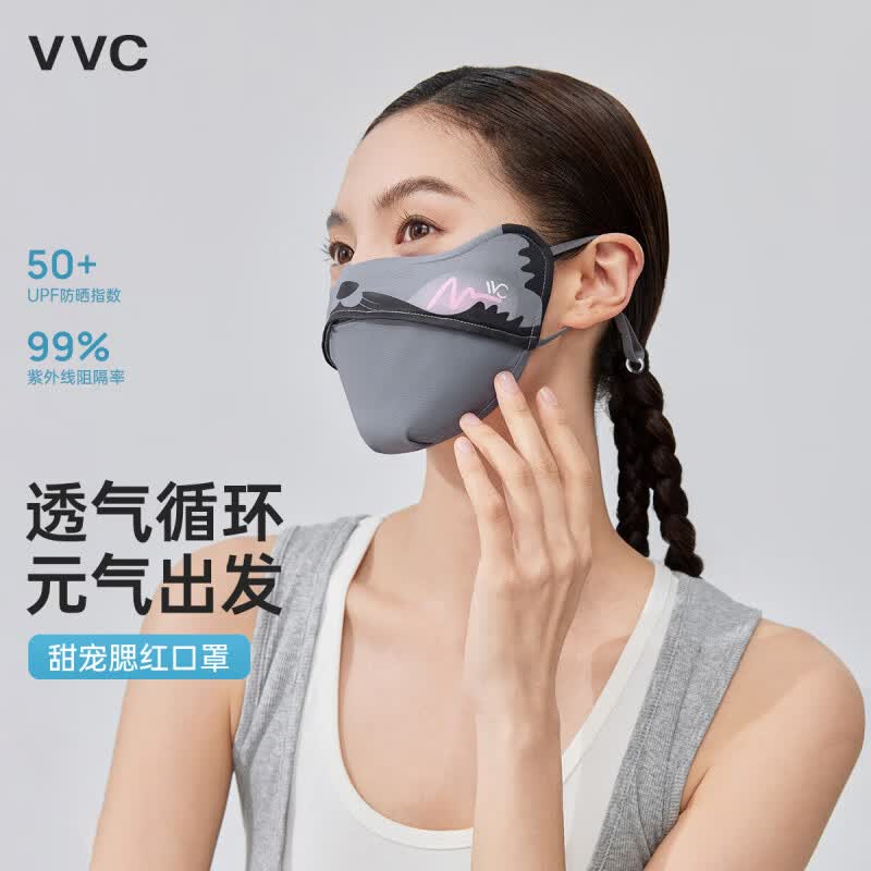 VVC 防晒口罩女防紫外线夏季薄款护眼角透气面罩遮阳全脸FZ 淘气狗(黑) 9.9元