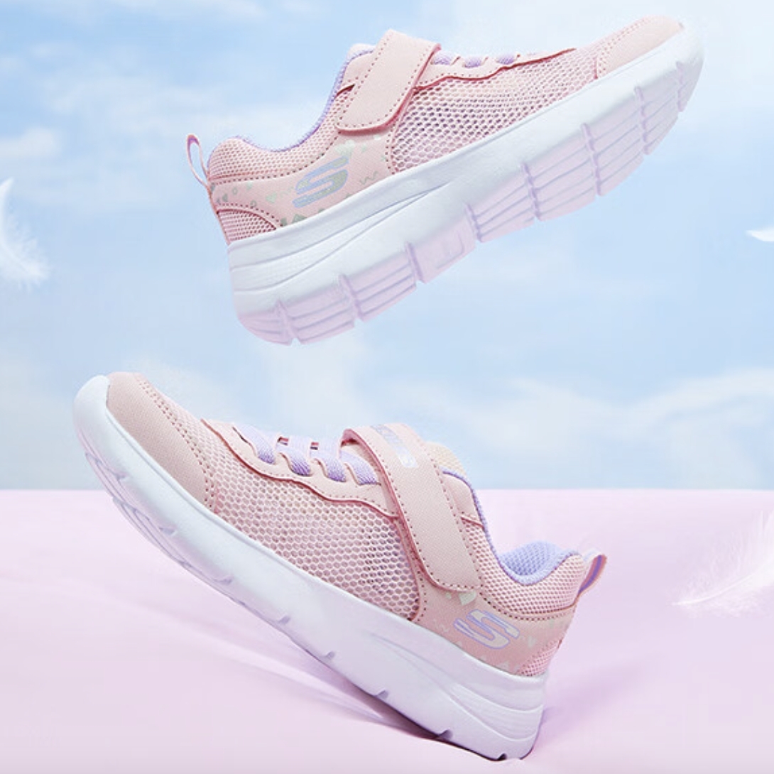 PLUS会员：SKECHERS 斯凯奇 女童跑步鞋 粉红色/多彩色/PKMT 312012L 71.97元（需买2