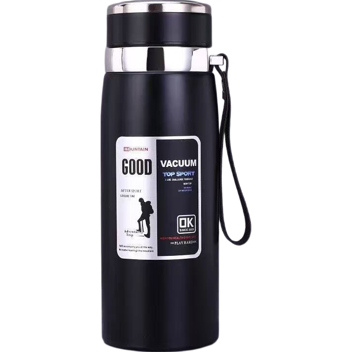 316不锈钢真空保温杯 800ml 茶水分离焖茶 黑色 8.8元 包邮
