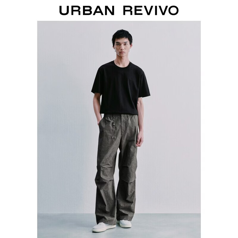 UR UR2026夏季新款男装气质简约日常字母刺绣棉质T恤UMM460033 黑色 XS 44.2元