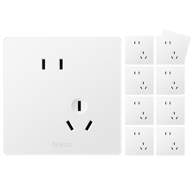 公牛 开关插座 G12系列10A斜五孔插座86型面板G12Z223AS 白色 十只装 134元