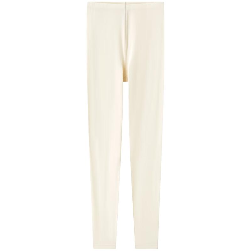 曼妮芬 保暖内衣打底肌衣圆领棉上衣保暖衣套装抗静电秋衣秋裤女 白色-单