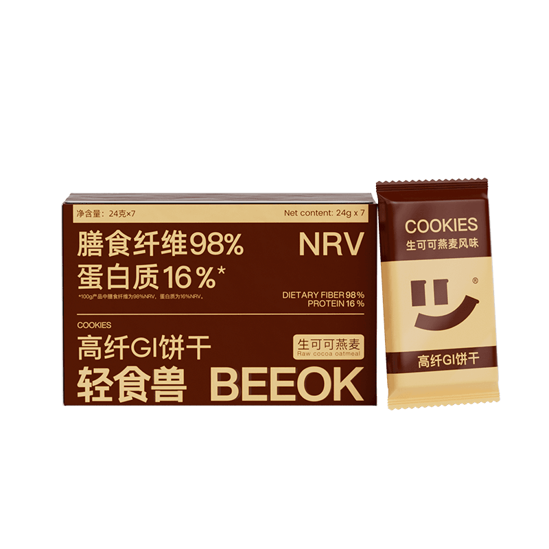 轻食兽生可可燕麦低GI孕妇零食代餐饱腹纤维饼干24g*7*1盒装 6.91元（需试用