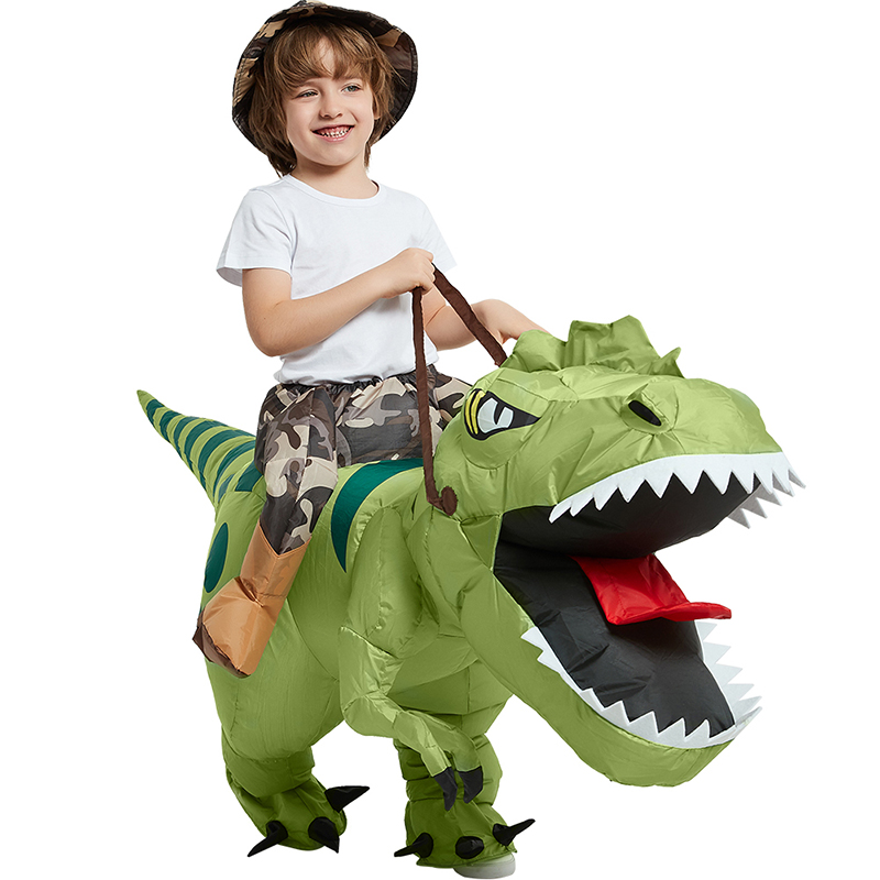 USKBOS 美科博士 万圣节儿童服装骑恐龙坐骑裤子玩具搞怪霸王龙小恐龙充气