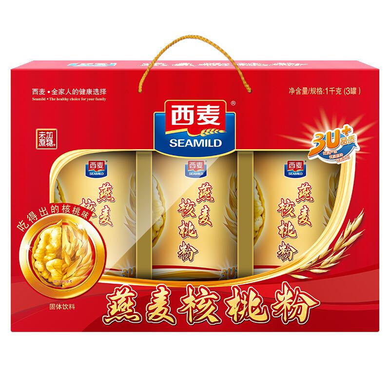 SEAMILD 西麦 燕麦核桃粉 1kg 礼盒装 39.55元（需买2件，需用券）