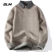 GLM 森马集团品牌GLM加绒衬衫领毛衣男加厚保暖假两件针织衫 79.9元