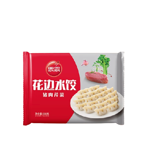 思念 猪肉芹菜花边水饺 500g 9.9元