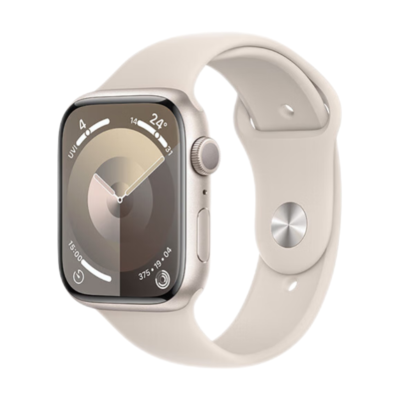 PLUS会员：Apple 苹果 Watch Series 9 智能手表 GPS款 45mm 星光色 橡胶表带 S/M 2783.01