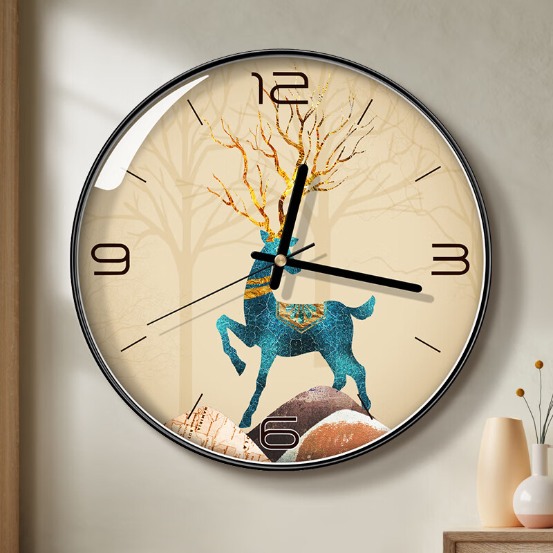 BBA 挂钟北欧装饰创意轻奢钟客厅家用时钟挂表12英寸 林深见鹿 35.91元（需用