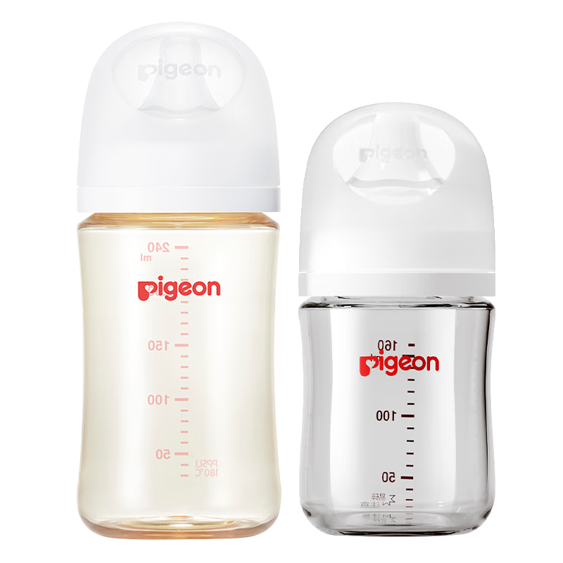 plus：贝亲 奶瓶 婴儿奶瓶 新生儿防胀气 玻璃宽口径 160ml + 240ml 0-6个月 142.75