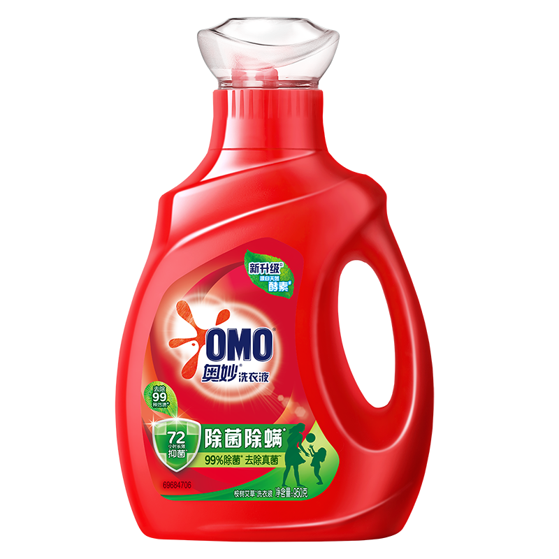 OMO 奥妙 除菌除螨洗衣液950g*1瓶+3kg袋装+2kg袋装 55.9元（需用券）