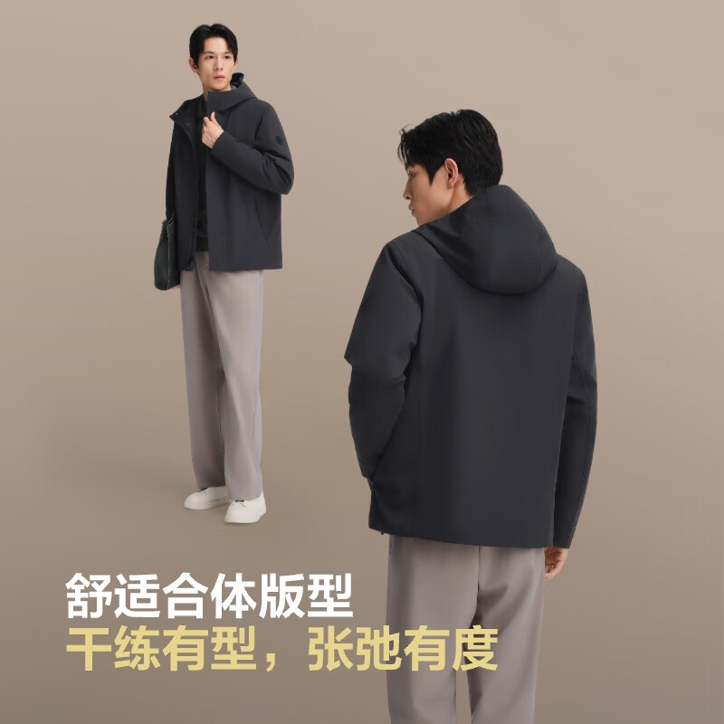 波司登 2590鹅绒轻薄羽绒服男短款可脱卸两穿连帽保暖外套 1355.08元