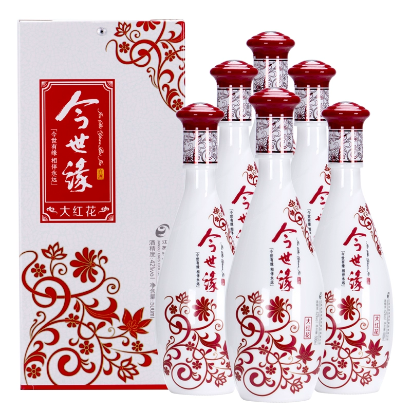 今世缘 42度大红花500ml*6瓶白酒整箱装浓香型酒水纯粮酿造 ￥199