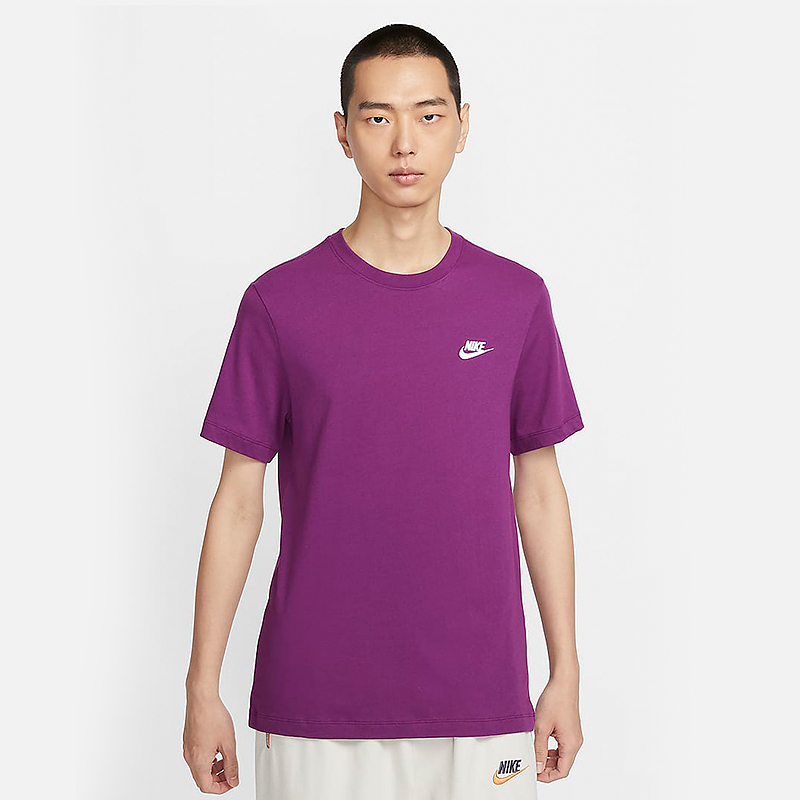 NIKE 耐克 短袖男女夏季纯棉刺绣logo半袖上衣紫色运动T恤衫AR4999-504 120元