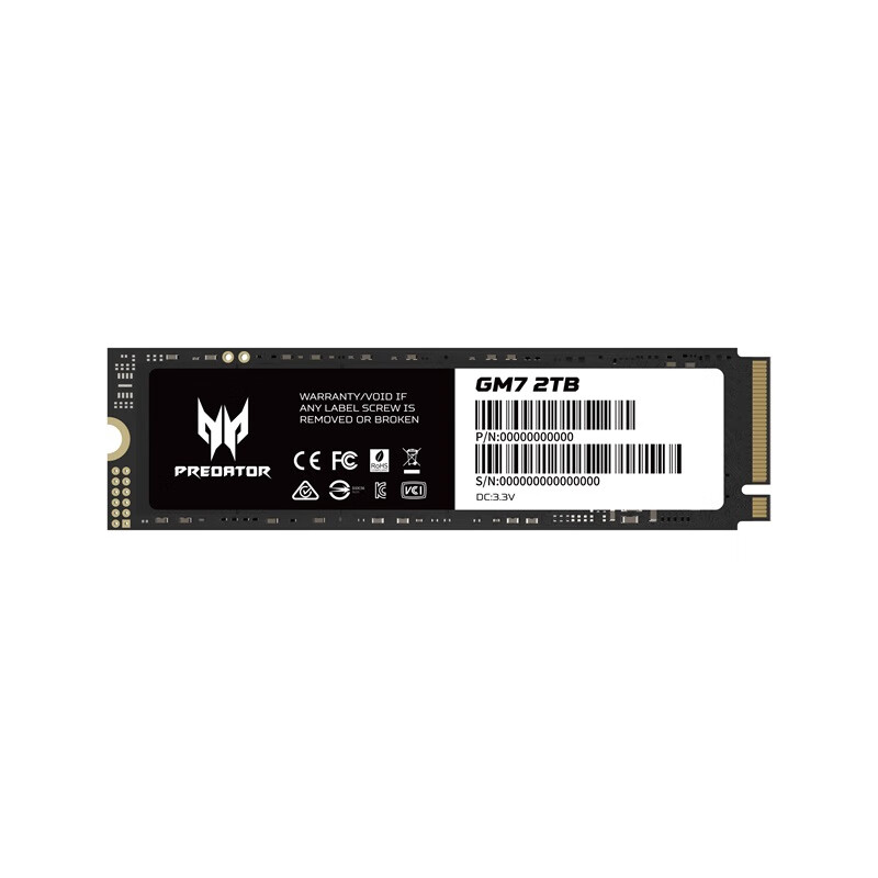 PREDATOR 宏碁掠夺者 GM7系列 NVMe M.2 固态硬盘 2TB（PCI-E4.0） 849元