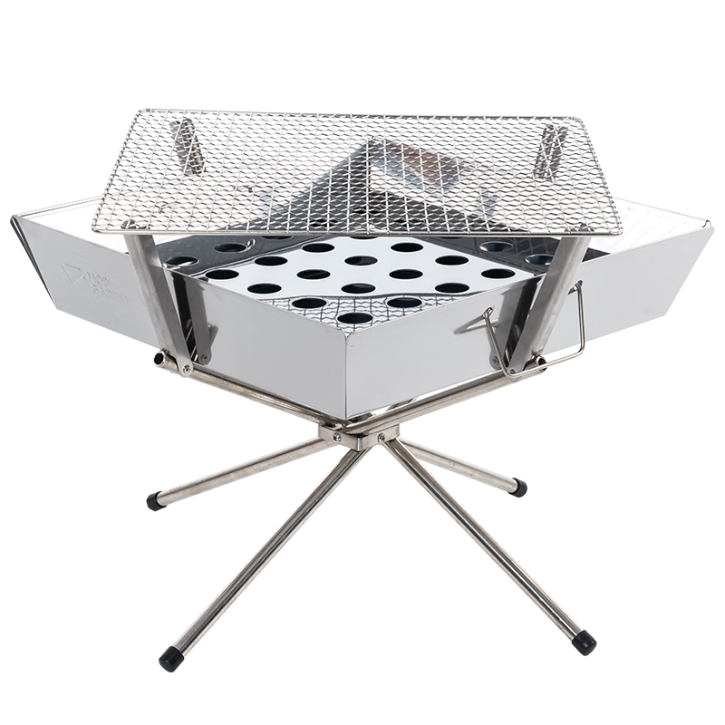 双11、PLUS会员：牧高笛 MOBIGARDEN 便携不锈钢烧烤架 极盛款 焚火台+吊架套餐 