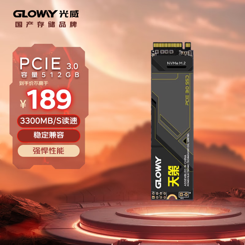 GLOWAY 光威 天策系列 NVMe M.2 固态硬盘 512GB（PCIe 3.0） ￥132