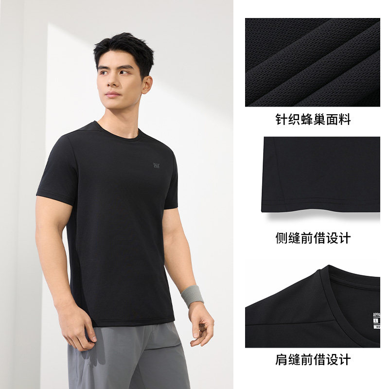 361° 男款361运动t恤轻薄上衣跑步服弹力短袖 39.99元