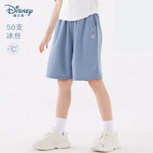 Disney 迪士尼 儿童裤子女童冰丝五分裤夏薄款中大童运动短裤 T91201蓝色 150cm 