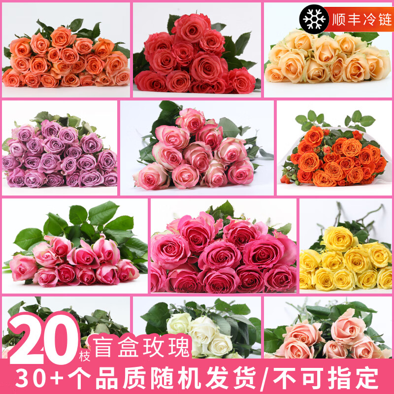 母亲节好礼、PLUS会员：京东鲜花 随机色玫瑰20枝 22.41元（双重优惠）