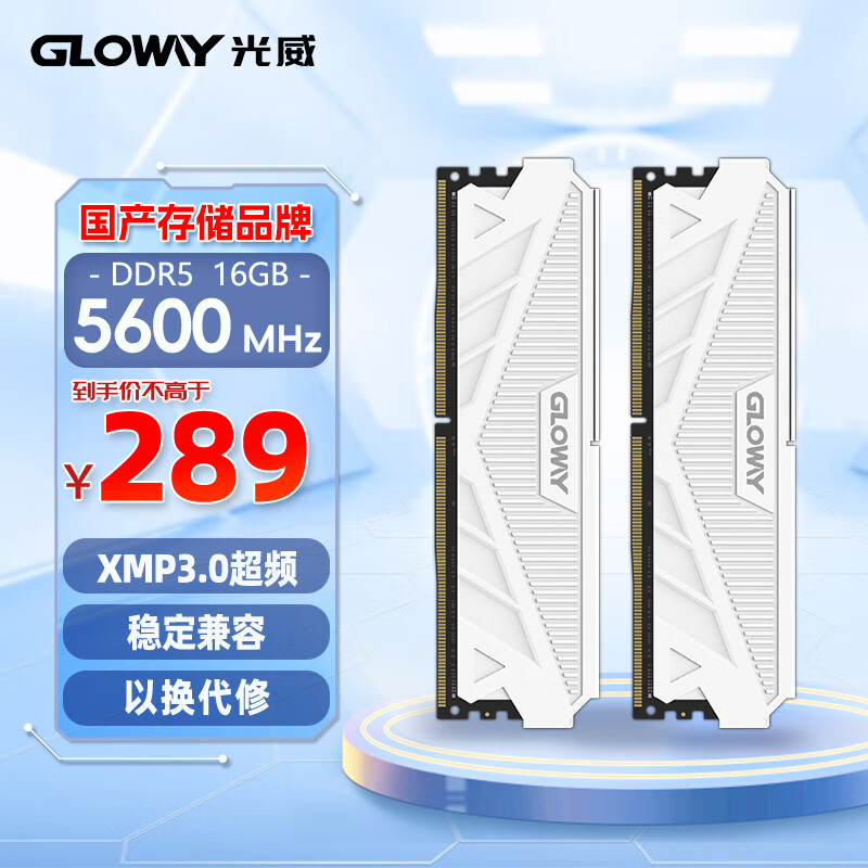 GLOWAY 光威 16GB DDR5 5600 台式机内存条 天策系列 助力AI 289元