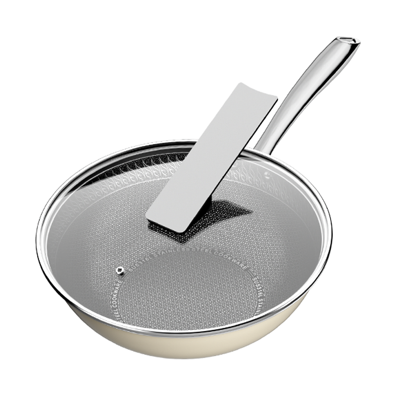 京东京造 316L不锈钢炒锅 30cm 蜂窝防粘 107.74元
