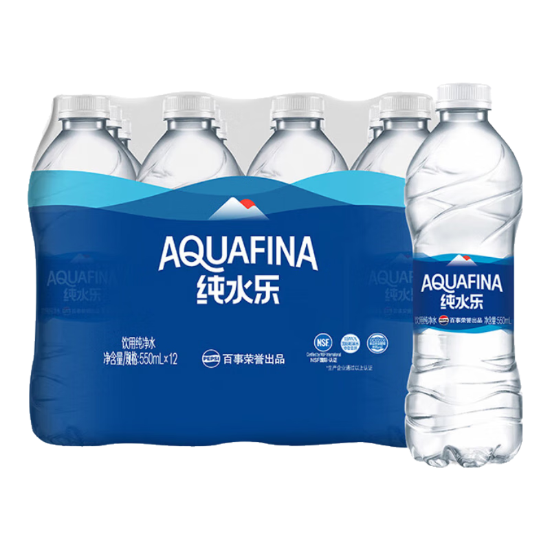 plus会员限地区：北京 百事可乐纯水乐 AQUAFINA 纯净水 550ml*12瓶 整箱装 8.7元