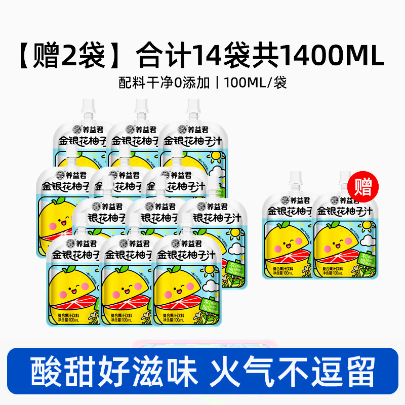 养益君 金银花柚子汁茶儿童饮料开袋即饮便携饮品果汁柚汁礼盒雪梨