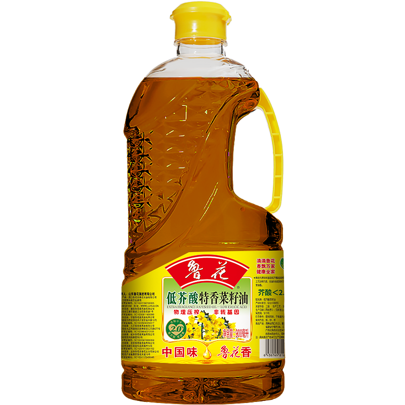 鲁花 低芥酸特香菜籽油 物理压榨 900ml 非转基因 17.01元