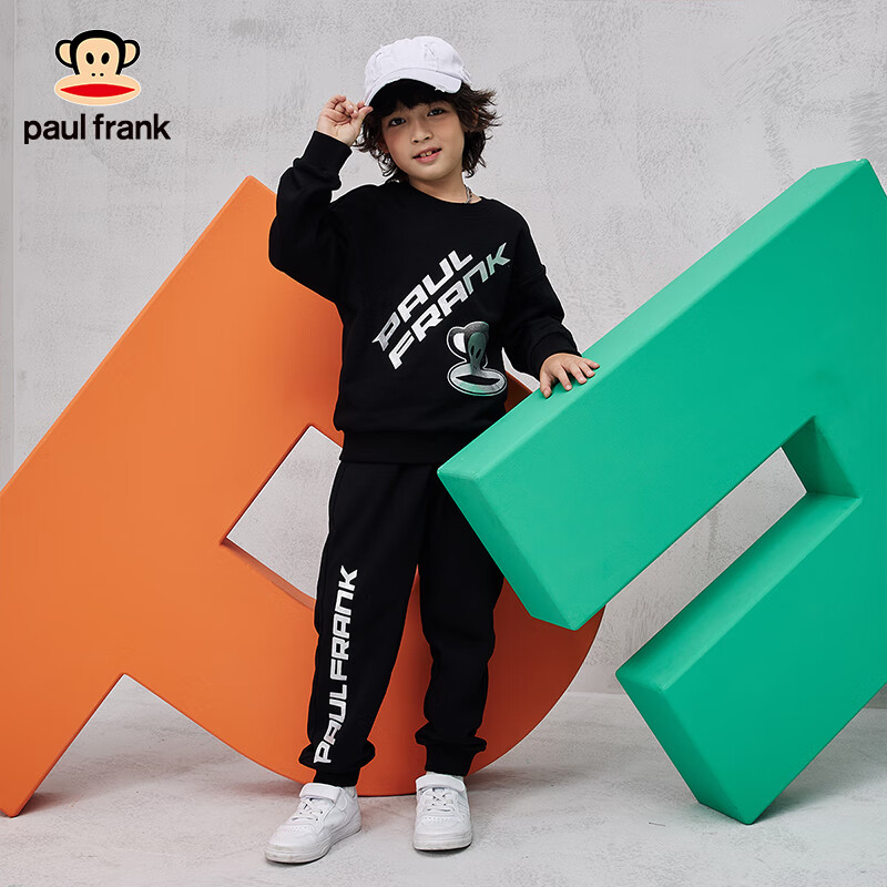 大嘴猴 童装儿童套装2025秋冬季款中大童潮酷男女童宽松舒适中大童休闲装 1