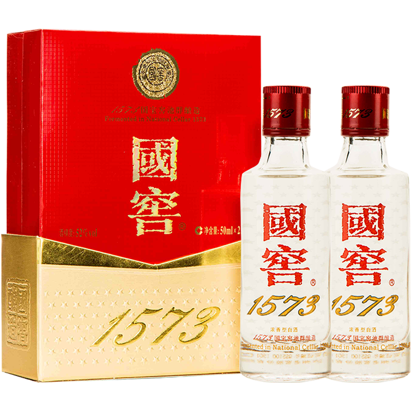 京东拼购：国窖1573 经典 52度 浓香型白酒 50ml*2瓶 小酒礼盒装 182元 包邮（需