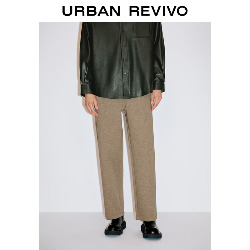 URBAN REVIVO UR2024秋冬男装时尚百搭松紧腰纯色斜纹直筒裤UMF640116 卡其 32 299元