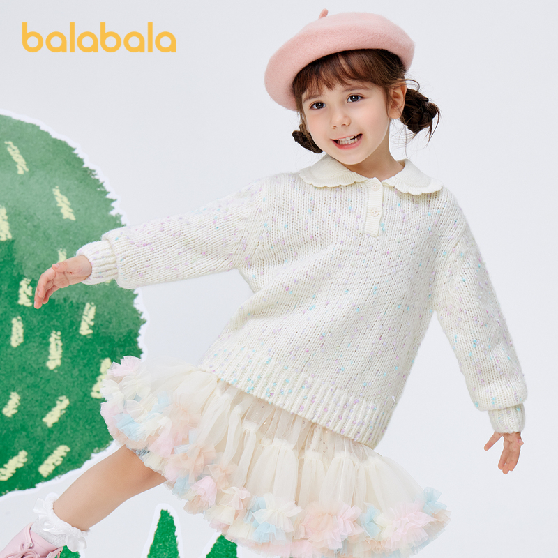 88VIP：巴拉巴拉 女童毛衣2023新款秋冬宝宝针织衫小童甜美套头打底衫洋气 10