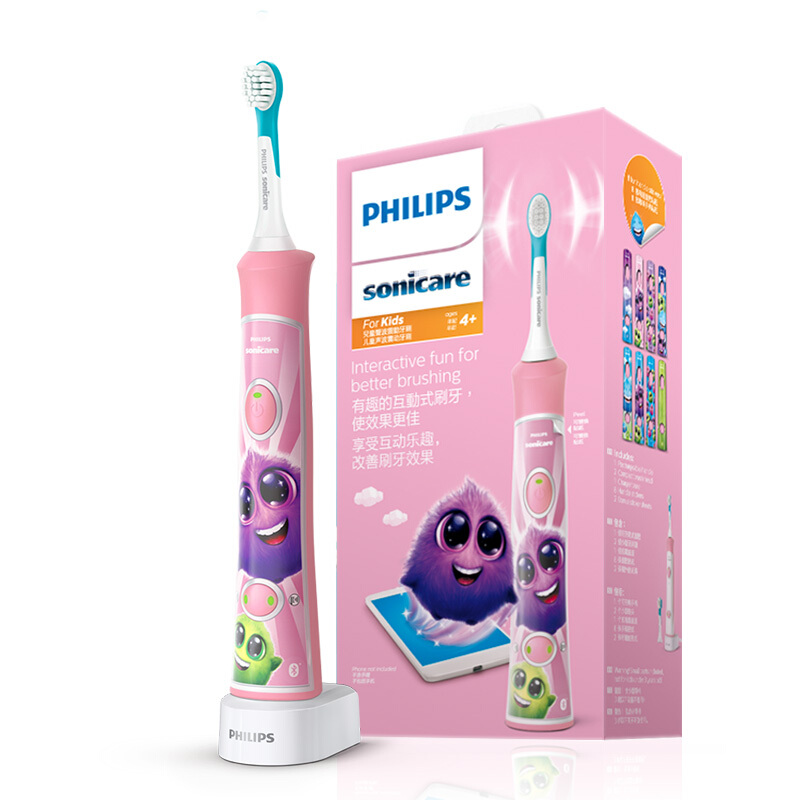 PHILIPS 飞利浦 儿童护齿系列 HX6352/04 儿童电动牙刷 粉色 蓝牙款 227元（需用