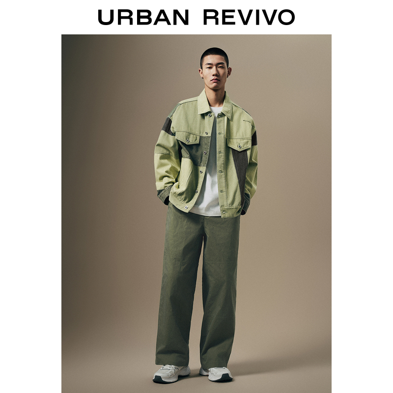 URBAN REVIVO UR 2024春季新款男装潮流高街撞色拼接翻领牛仔外套UML840027 269.1元