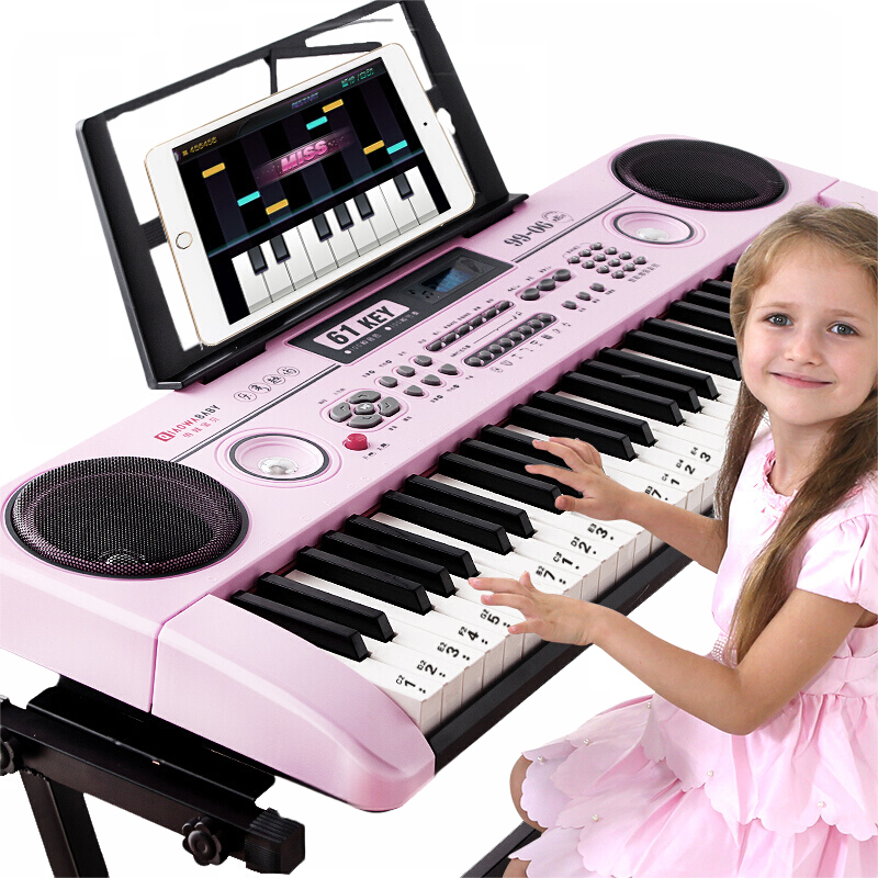俏娃宝贝 电子琴儿童初学者入门3-6-12岁女孩玩具61键多功能智能教学电子琴 