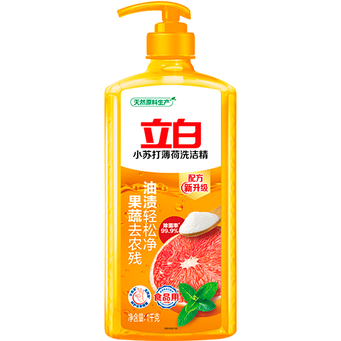 立白 柠檬洗洁精 1kg 小苏打薄荷香 6.9元