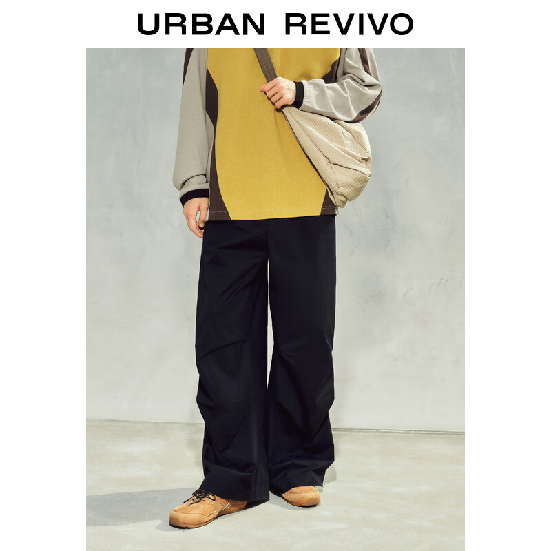 URBAN REVIVO UR2024秋季男装超宽松抽绳阔腿裤UMV640073 正黑 34 279元（需用券）