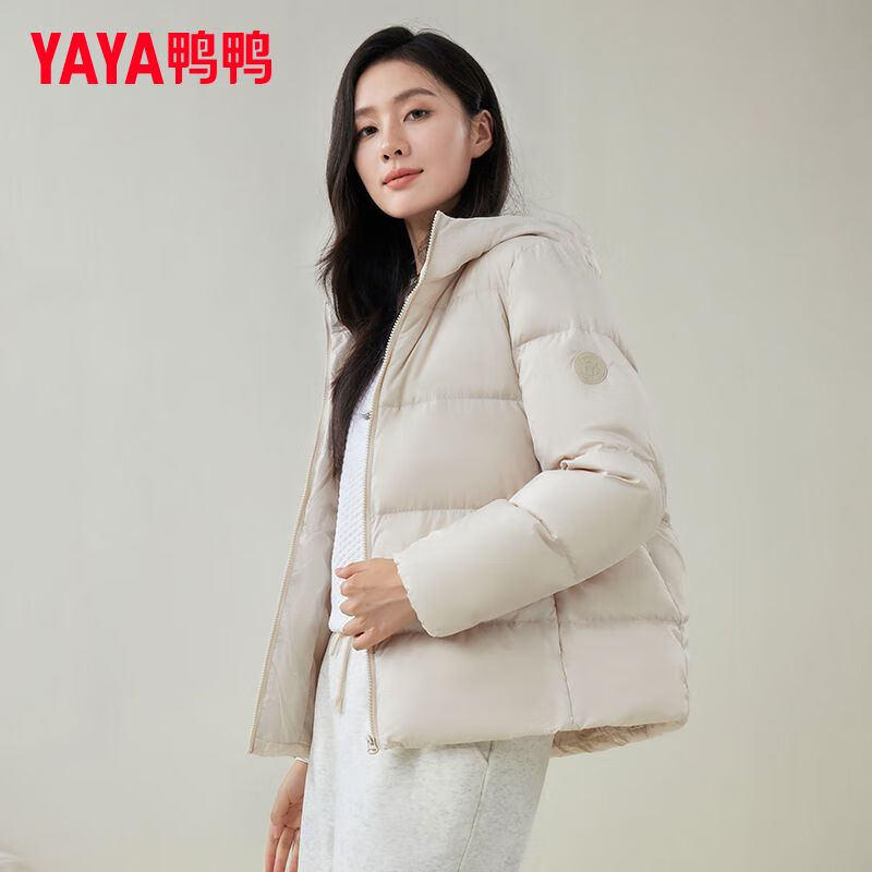 鸭鸭羽绒服 鸭鸭（YAYA）短款羽绒服女面包宽松连帽冬季时尚简约休闲鸭绒